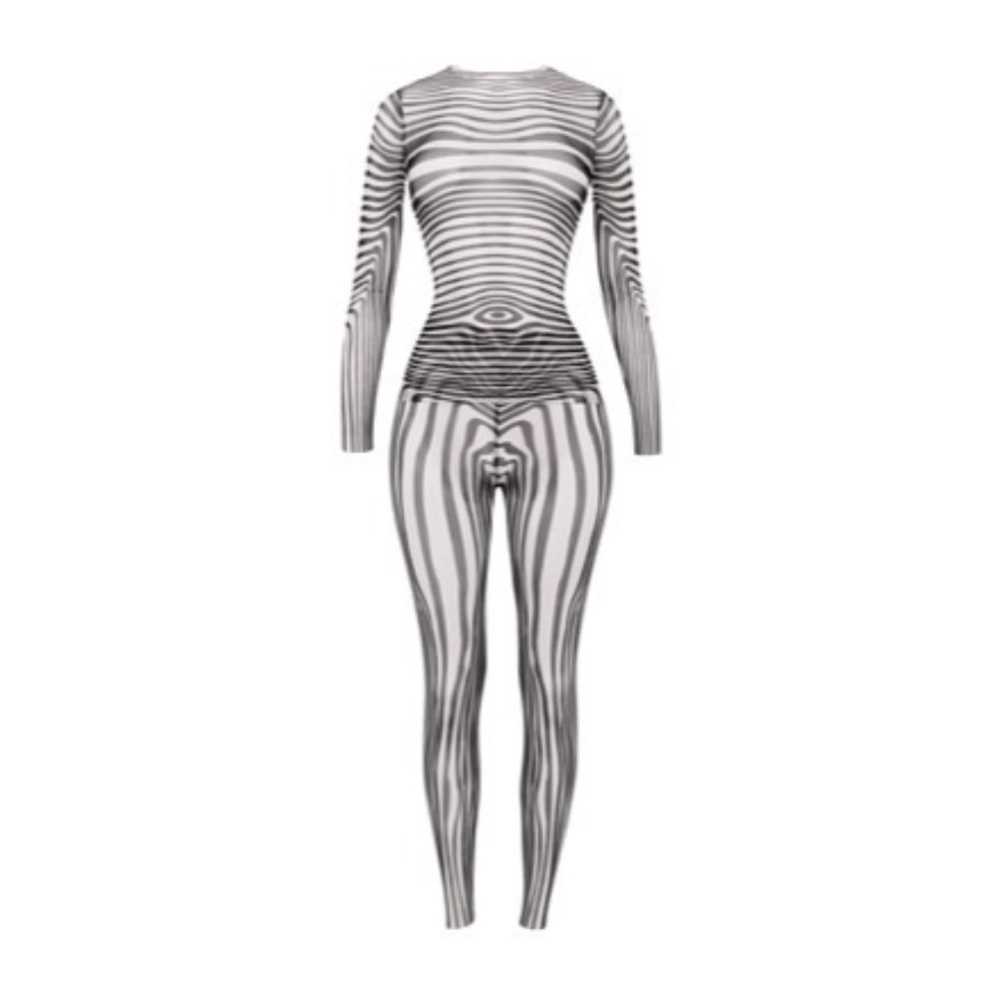 Striped Black and White Bodysuit